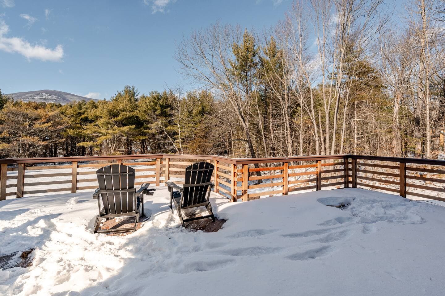 Adirondack chairs overlooking the Catskill Mountains from The Cedar Stock Cabin